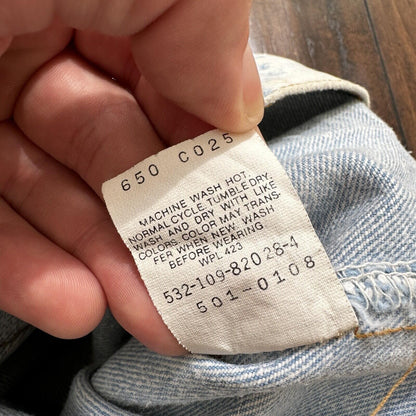 VTG 90s Levis 501 Button Fly 27x32 USA Tag Jeans Straight Wash Light X Act 25x30
