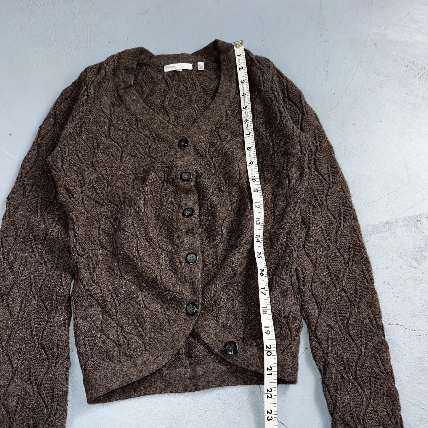 Vince Wool Cashmere Sweater Size XS Brown Cardigan Alpaca Chunky Knit