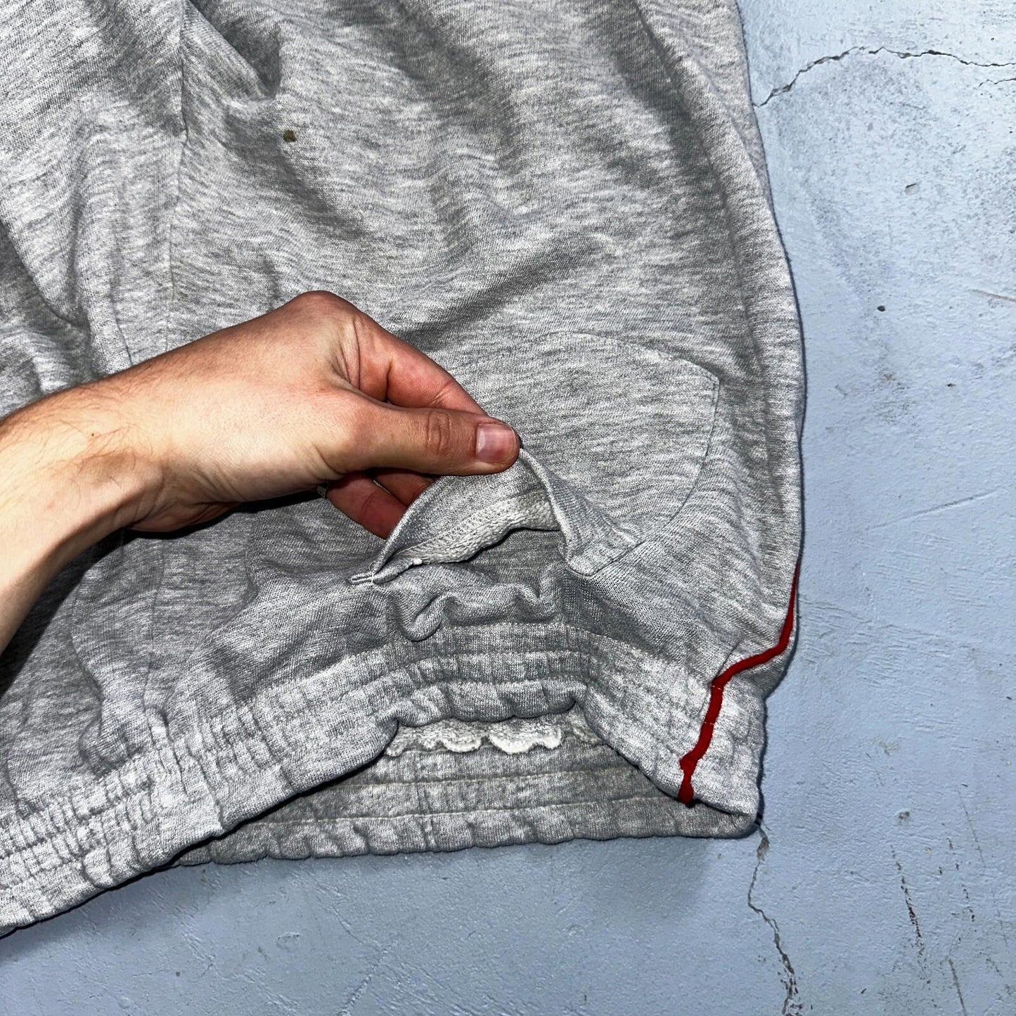Nike Vintage 80s Sweatpants Large Gray Red Trim Blue Tag 1980s Cotton Jogger