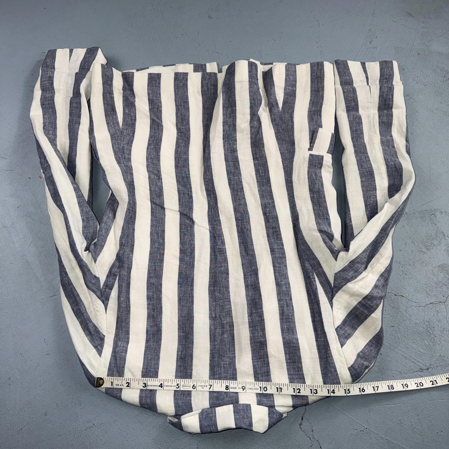Gap Blazer Jacket Women's 4 Blue White Striped Linen Button Coastal Preppy
