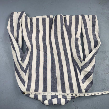Gap Blazer Jacket Women's 4 Blue White Striped Linen Button Coastal Preppy