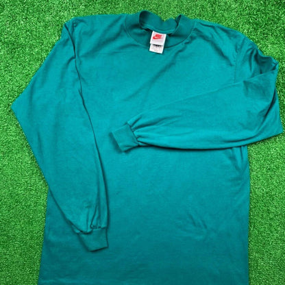 Vintage Nike T Shirt USA Rare Single Stitch Blank Green 90s Essential Basic Lot