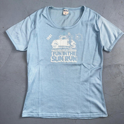 Oregon Fun In The Sun VTG T Shirt Womens Large Tee 1981 80s Tractor Cars Motor