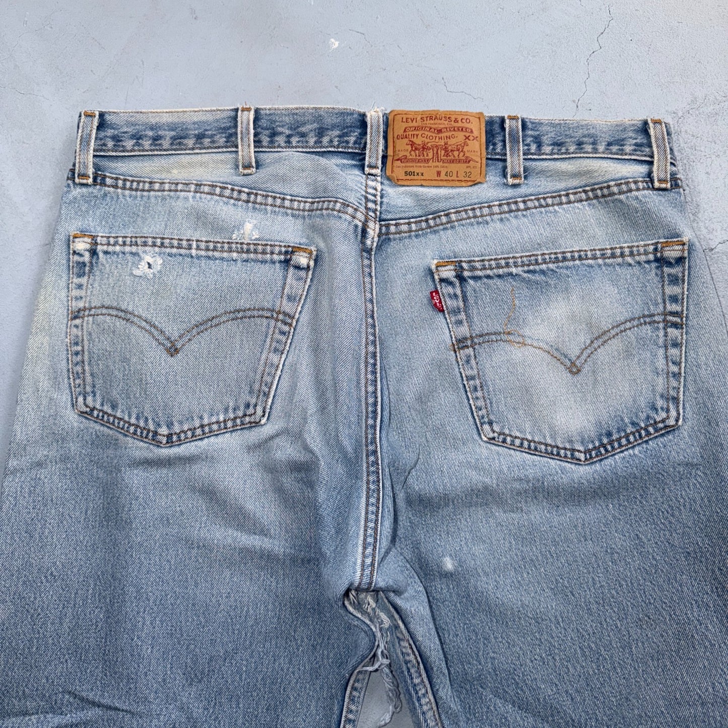 Levis 501 Vintage 90s USA XX Straight Leg Jeans Blue Thrashed 40x32 Act 37x28
