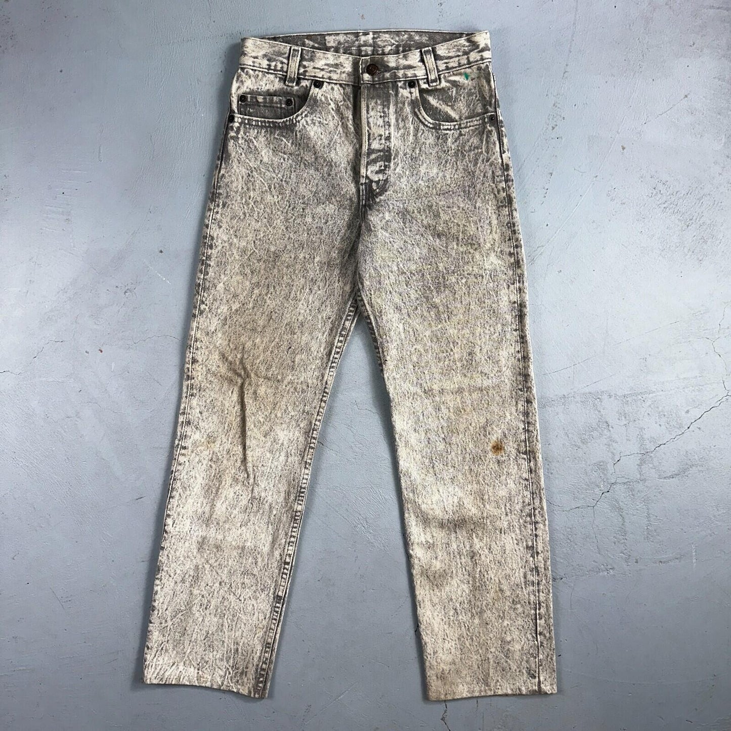 Levis 501 Vintage 80s USA XX Straight Leg Jeans Gray Acid Wash 28x30 Act 26x27