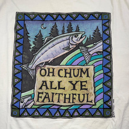 Ray Troll 1996 VTG T Shirt Oh Chum All Ye Faith Fishing Fish Bait Rare Oneita