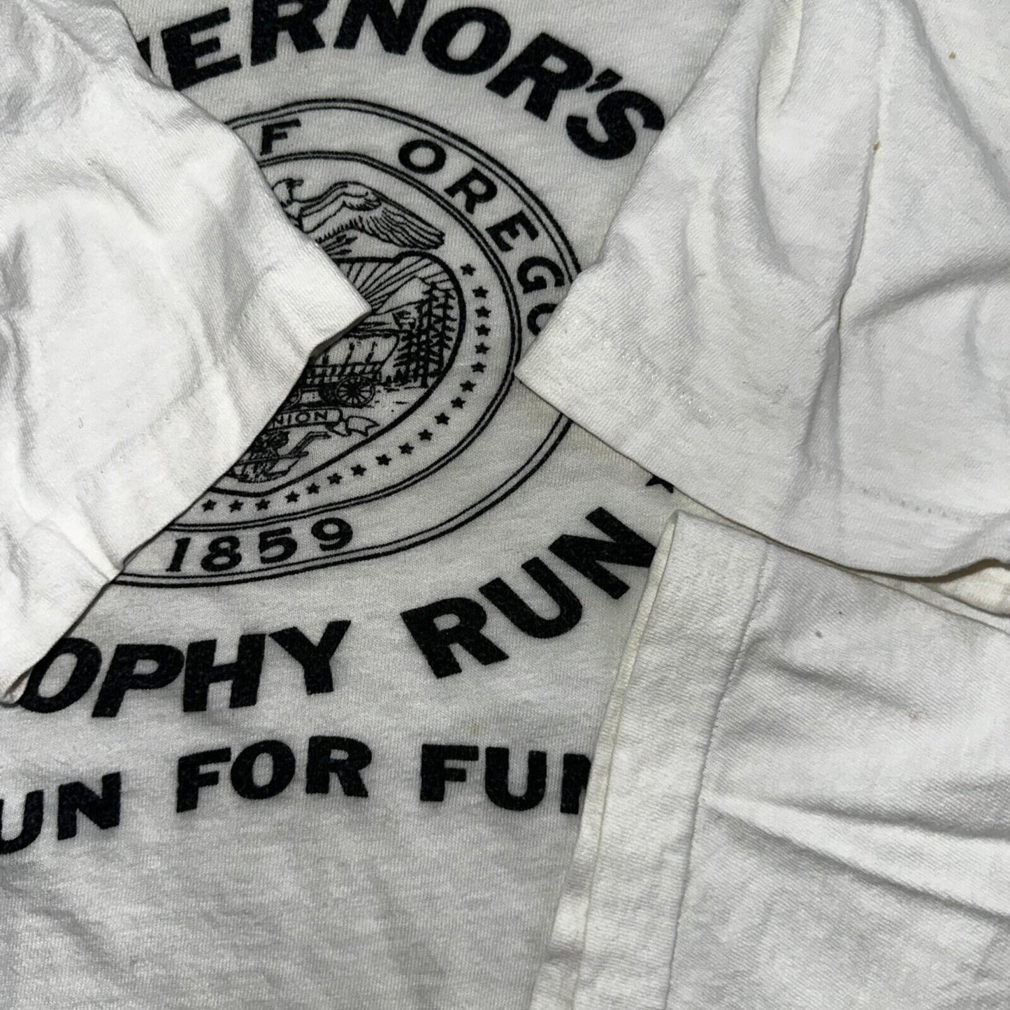 Oregon Champion XL Governors Trophy Run VTG T Shirt 1980s Blue Bar Single Stitch