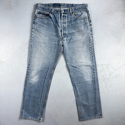 Levis 501 Vintage 90s USA XX Straight Leg Jeans Blue Light Wash 40x32 Act 35x29