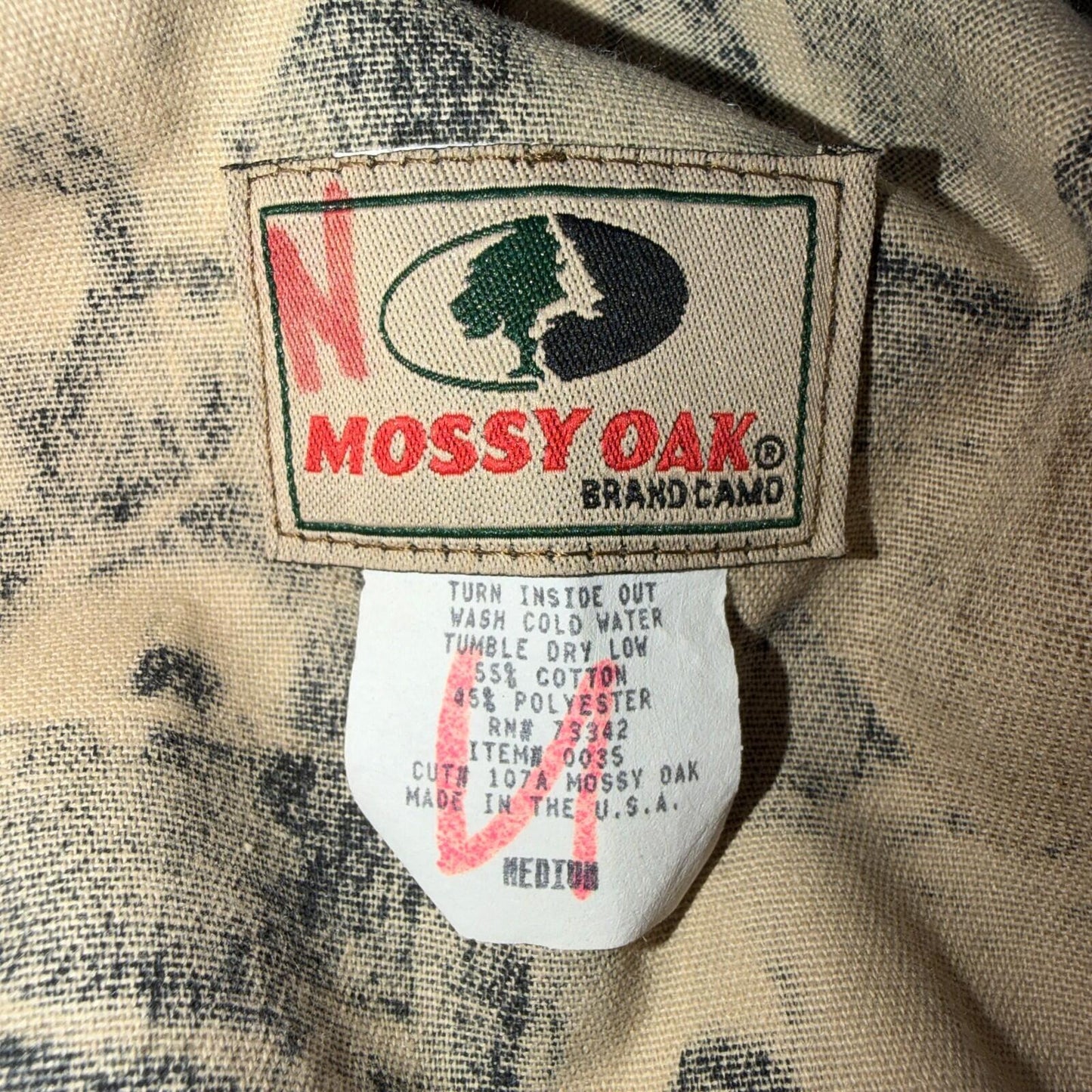 Vintage 80s Mossy Oak Camo Cotton Snap Bomber Jacket Size M USA Rare