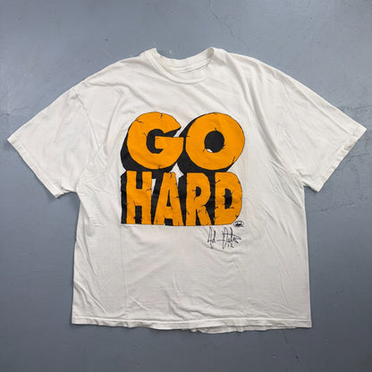 Go Hard or Go Home 90s VTG T Shirt Hanes 2XL Single Stitch Graphic Gym Text