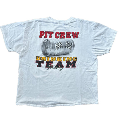 Pit Crew Drinking Team Funny VTG T Shirt Beer Budweiser Sports Racing Cars 2XL