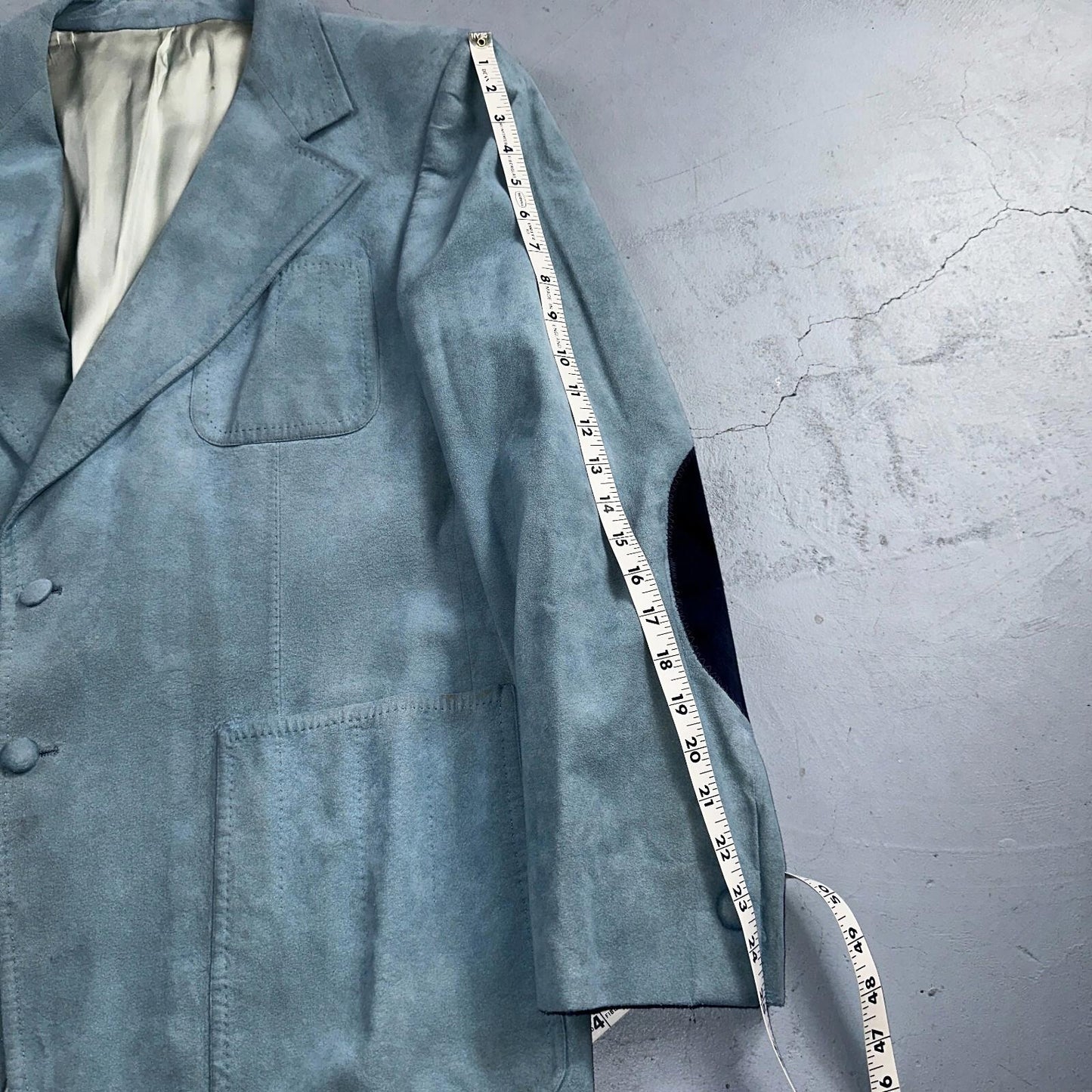 VTG Mens Suit 42 Jacket Sport Coat Rockabilly 60s 70s Suede Blue Disco Lebaron
