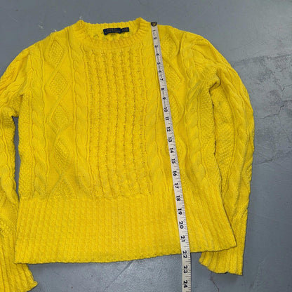 Polo Ralph Lauren Cable Knit Crew Neck Cotton Sweater Women’s XS Yellow