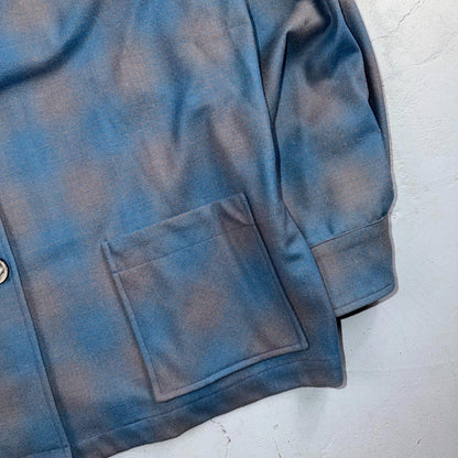 VTG Pendleton Womens Blue Blazer 100% Virgin Wool Shadow Plaid 49er Button Shirt