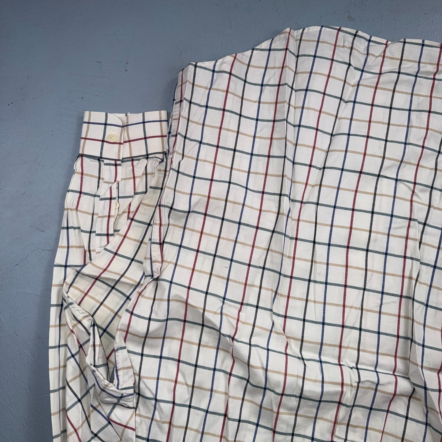 Burberrys London White Check Button Down Shirt 100% Cotton Men's L VTG Designer