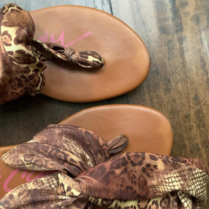Rock & Candy By Zigi Size 8 Women’s Brown Gold Detailed Cheetah Sandals Wrap