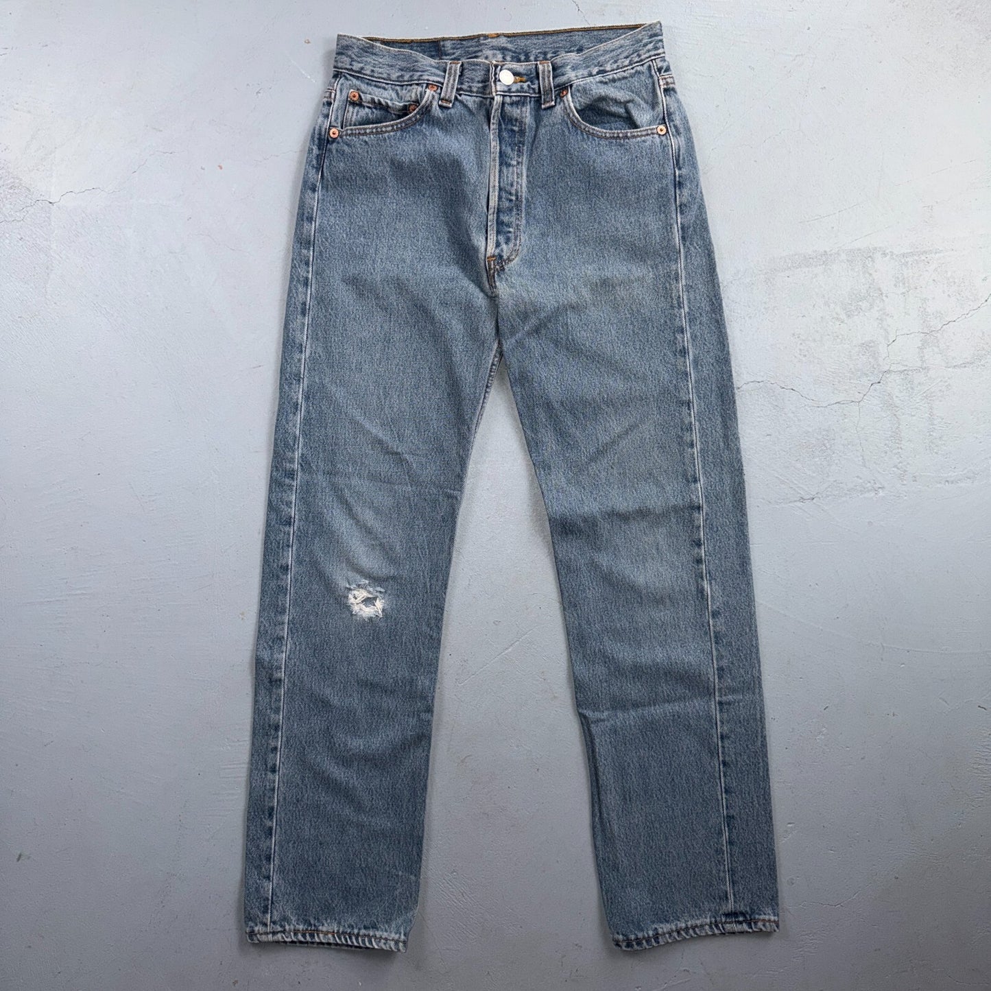 Levis 501 Vintage 90s USA XX Straight Leg Jeans Blue Light Wash 30x30 Act 27x28