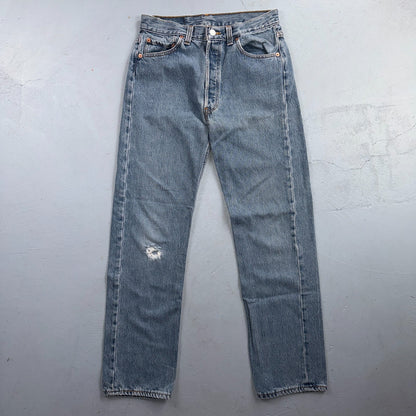 Levis 501 Vintage 90s USA XX Straight Leg Jeans Blue Light Wash 30x30 Act 27x28