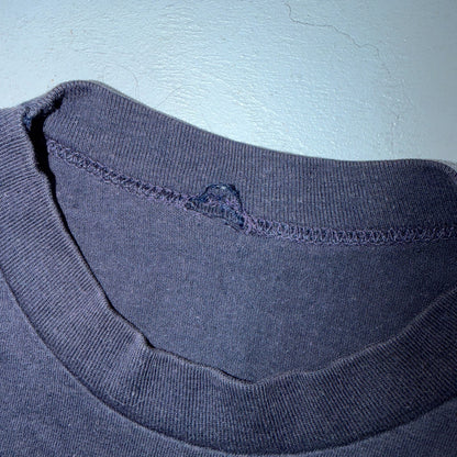 Nike VTG 80s Script Logo Swoosh T Shirt Navy Single Stitch USA 1980s Rare Print