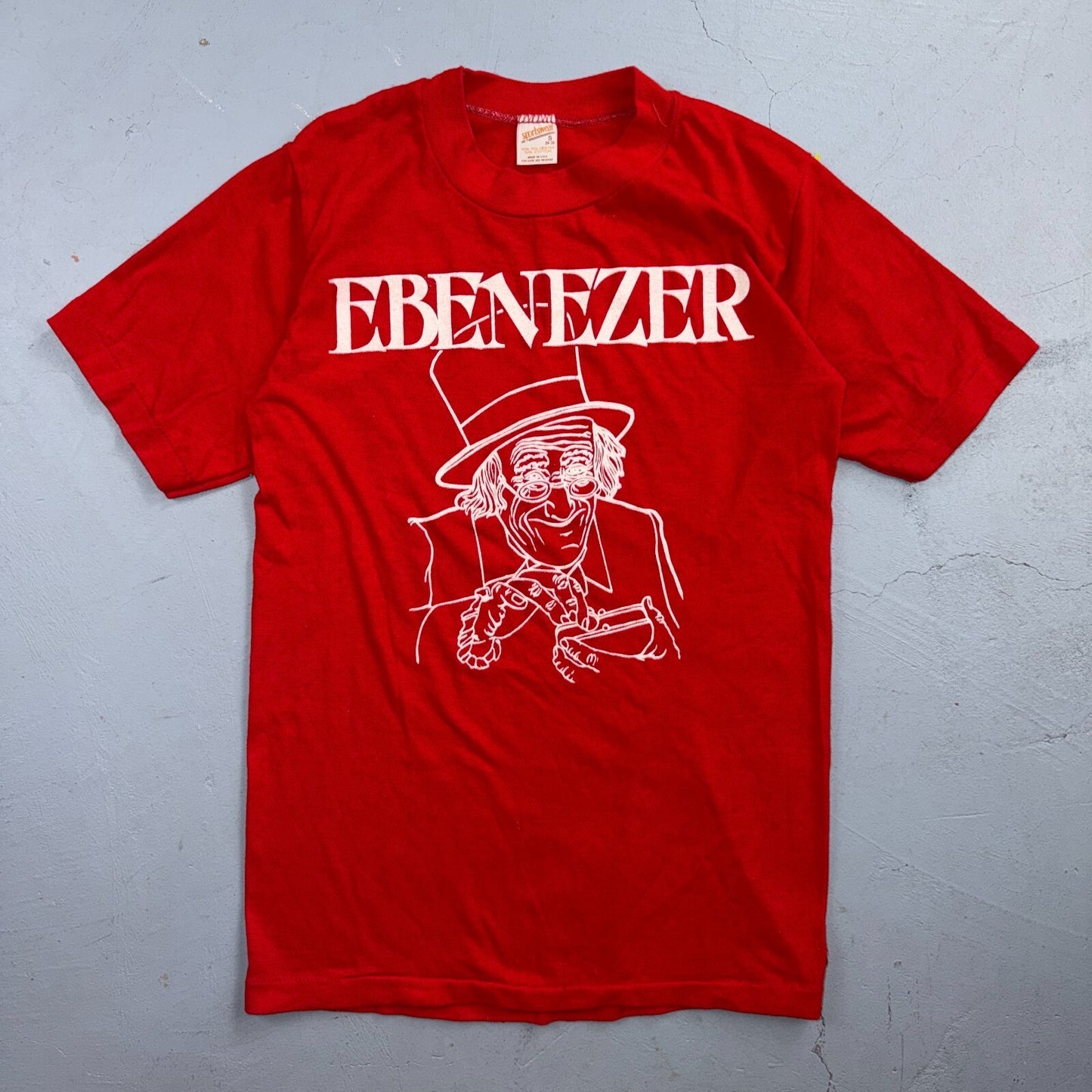 Ebenezer Scrooge 1980s VTG T Shirt 80s Red Movie Promo Money Graphic Christmas