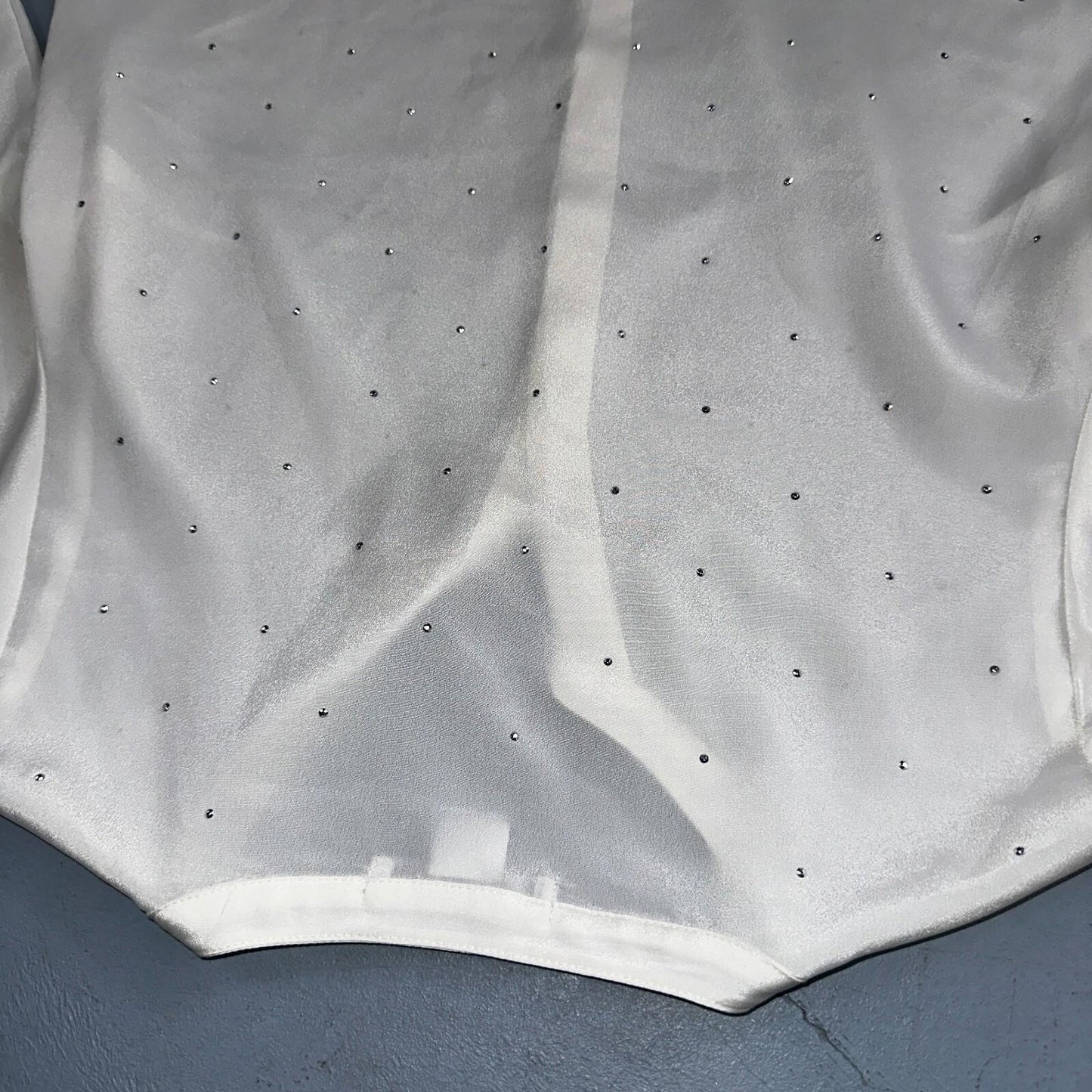 LIZ CLAIBORNE Womens Long Sleeve Button Front Blouse Shirt Studs Sz S Ivory
