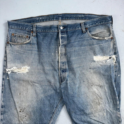Levis 501 Vintage 80s Redline Selvedge USA XX Jeans Light Wash 48x30 Act 44x26