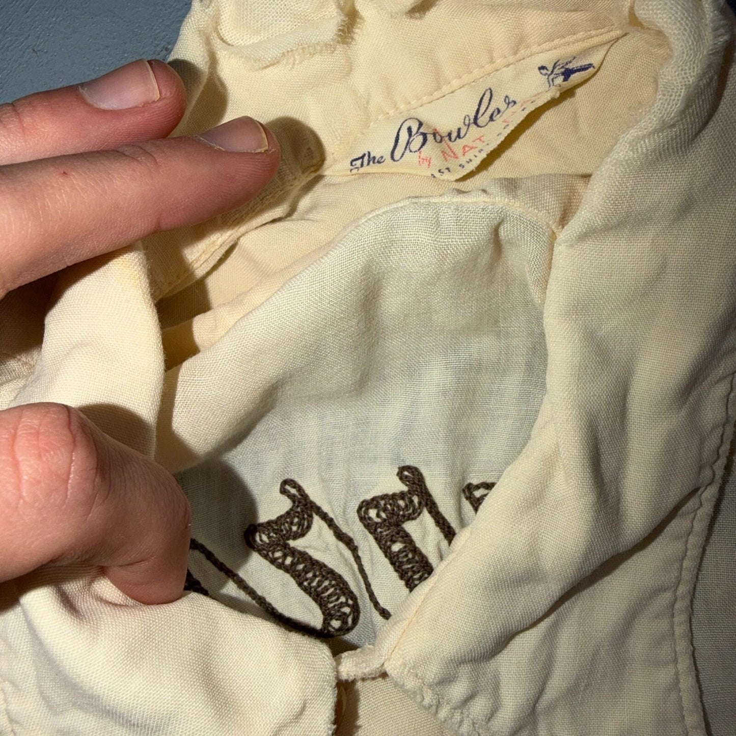 VTG Nat Nast Shirt 1950s Chainstitch Gab Gabardine Short Sleeve Rockabilly RARE