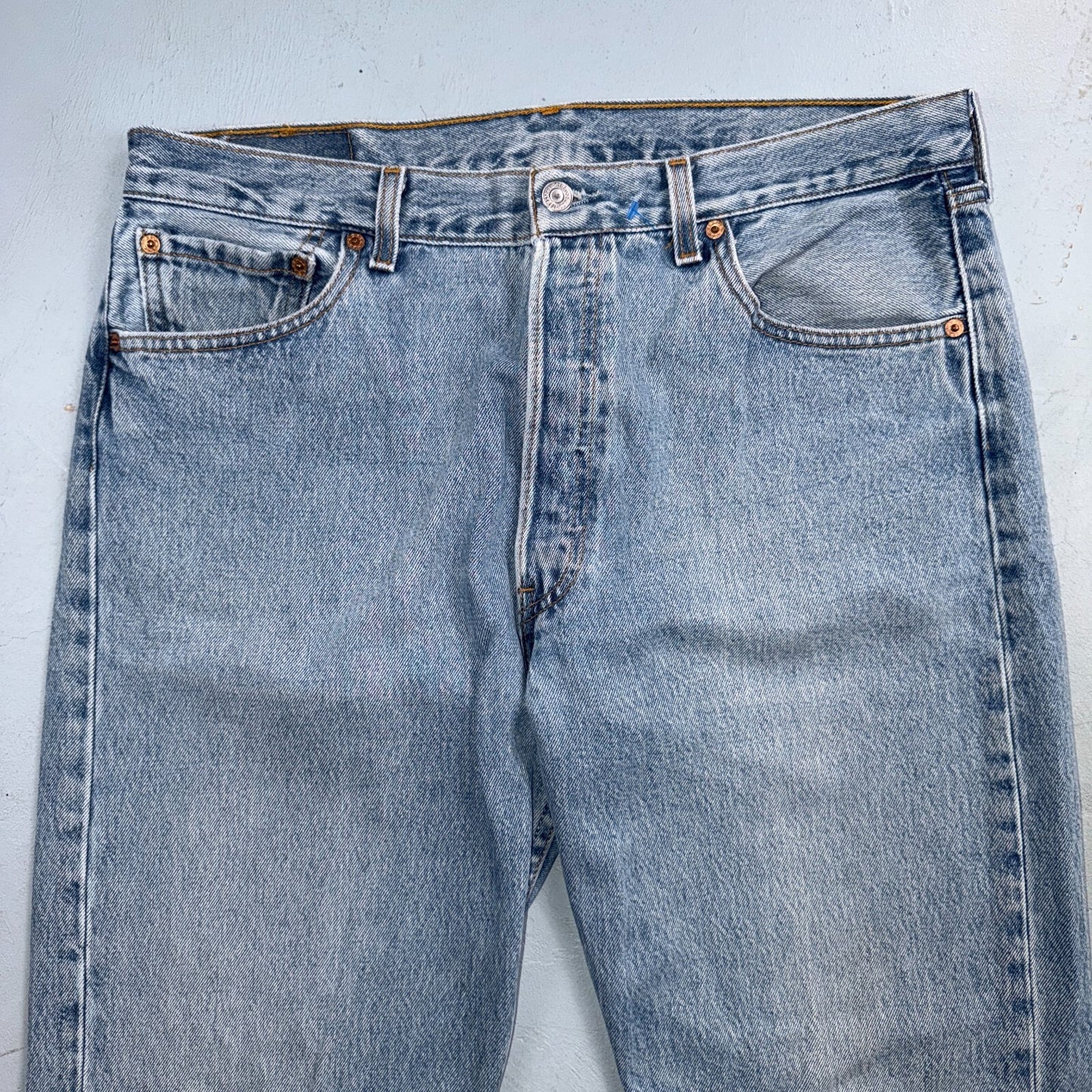 Levis 501 Vintage 90s USA XX Straight Leg Jeans Blue Light Wash 36x32 Act 35x31
