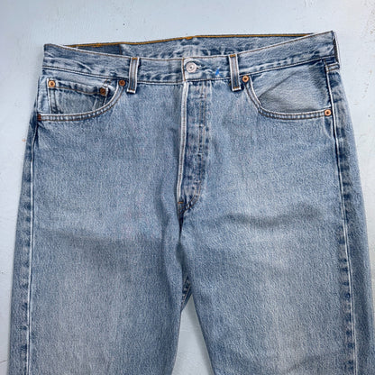 Levis 501 Vintage 90s USA XX Straight Leg Jeans Blue Light Wash 36x32 Act 35x31