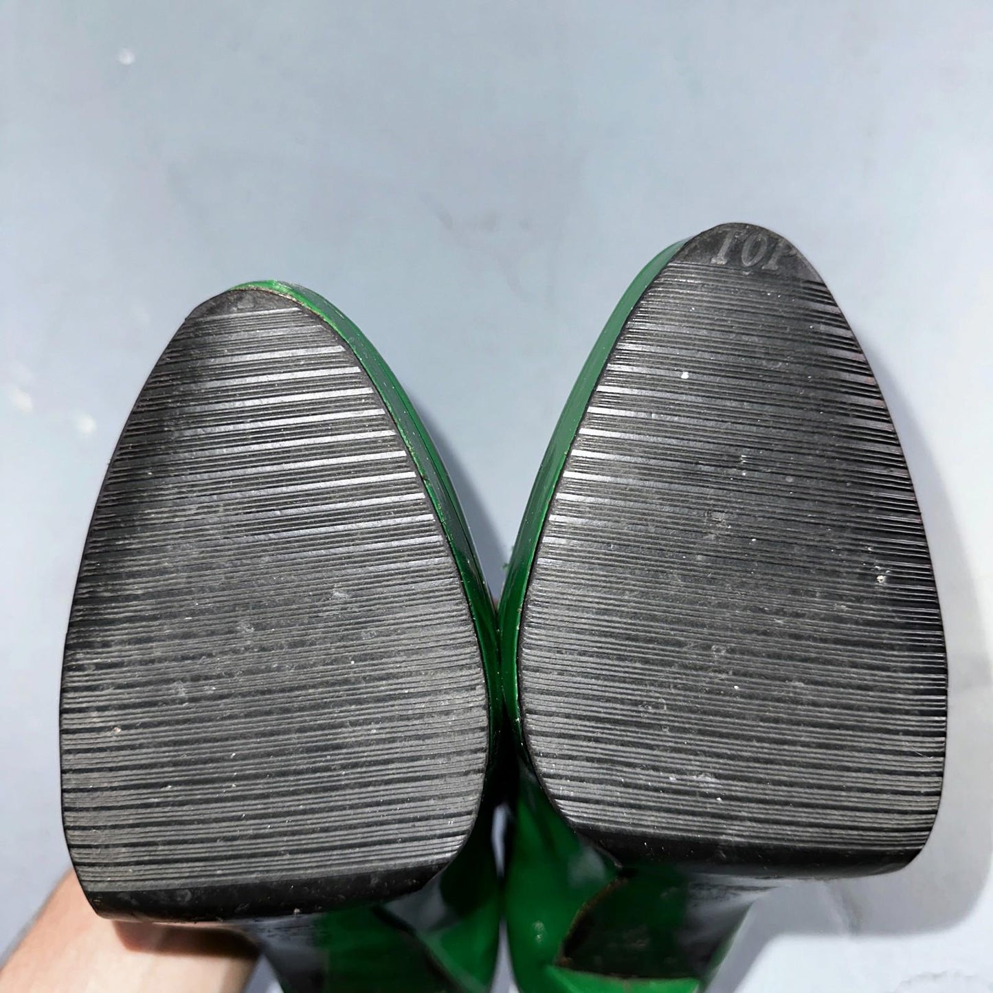 Boden Shoes Women's Size 41 Green Casadei Heel Pump Made In Italy Patent Leather