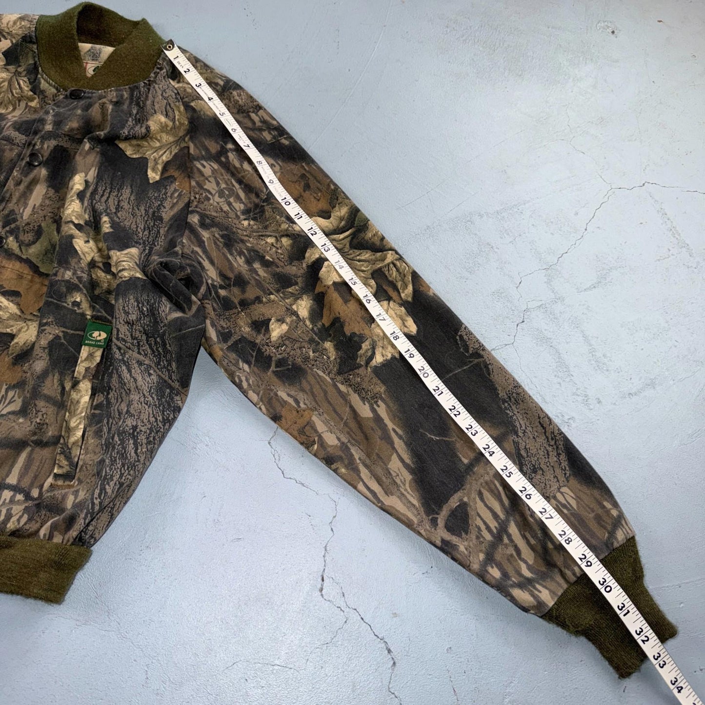 Vintage 80s Mossy Oak Camo Cotton Snap Bomber Jacket Size M USA Rare