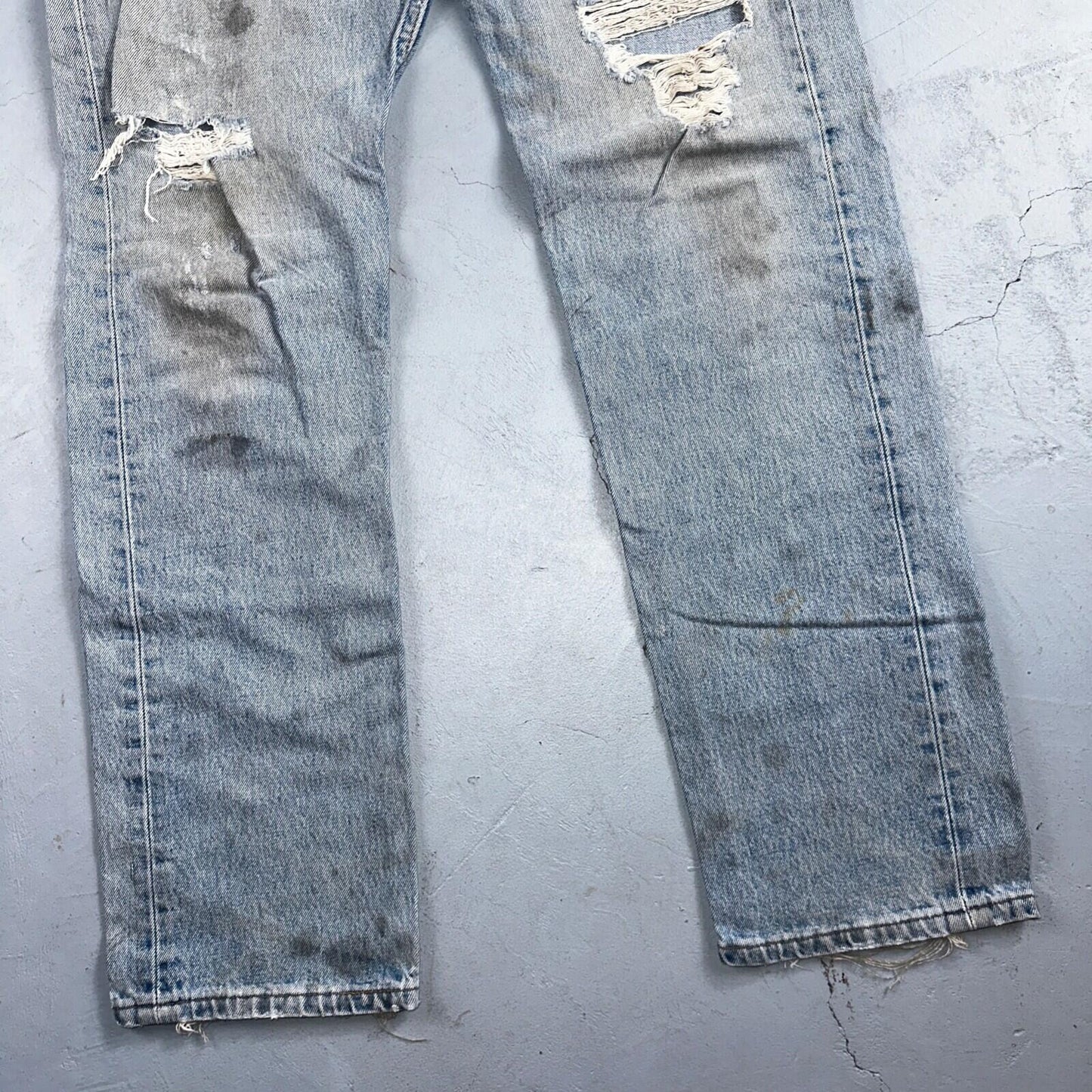 Levis 501 Vintage 90s USA XX Straight Leg Jeans Blue Thrashed 34x34 Act 33x32