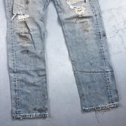Levis 501 Vintage 90s USA XX Straight Leg Jeans Blue Thrashed 34x34 Act 33x32