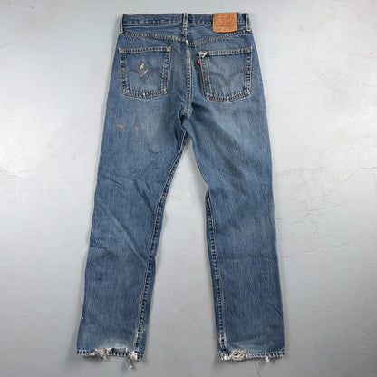 Levis 501 Vintage Y2K 90s XX Straight Leg Jeans Blue Light Wash 33x34 Act 31x31