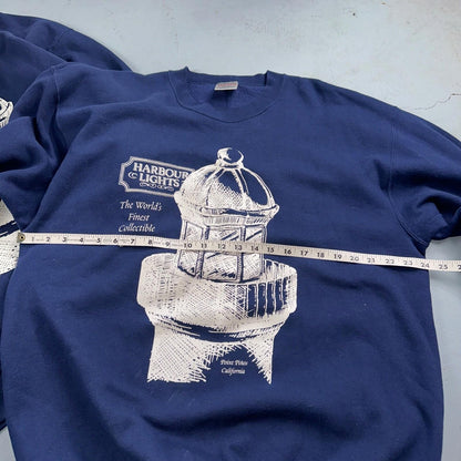 Oneita Sweatshirt XL VTG Crewneck Sweat Harbour Lights Lighthouse USA 90s Lot 2