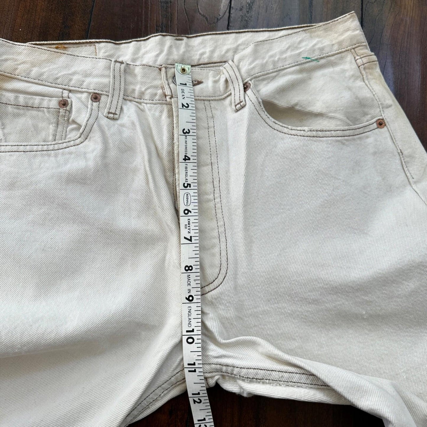 VTG 90s Levis 501 Button Fly 32x32 USA Tag Jeans Straight Wash White Act 30x31