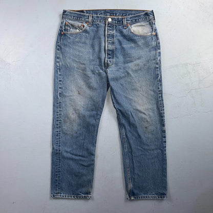 Levis 501 Vintage 90s USA XX Straight Leg Jeans Blue Light Wash 38x30 Act 35x26