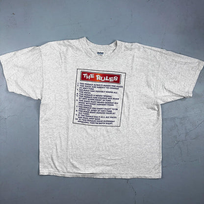 Rules Girls Funny Women Quote Text VTG T Shirt Y2K Gray Subject 2XL Cool