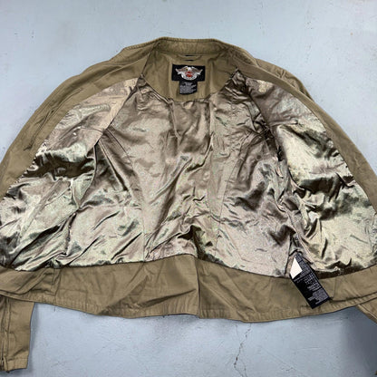 Harley Davidson Lightweight Women’s MotorCycles Jacket Tan Khaki Full Zip Size L