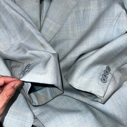 VTG Mens 3 PC Suit 44 Jacket Coat Pants Vest Plaid Rockabilly 70s Stained