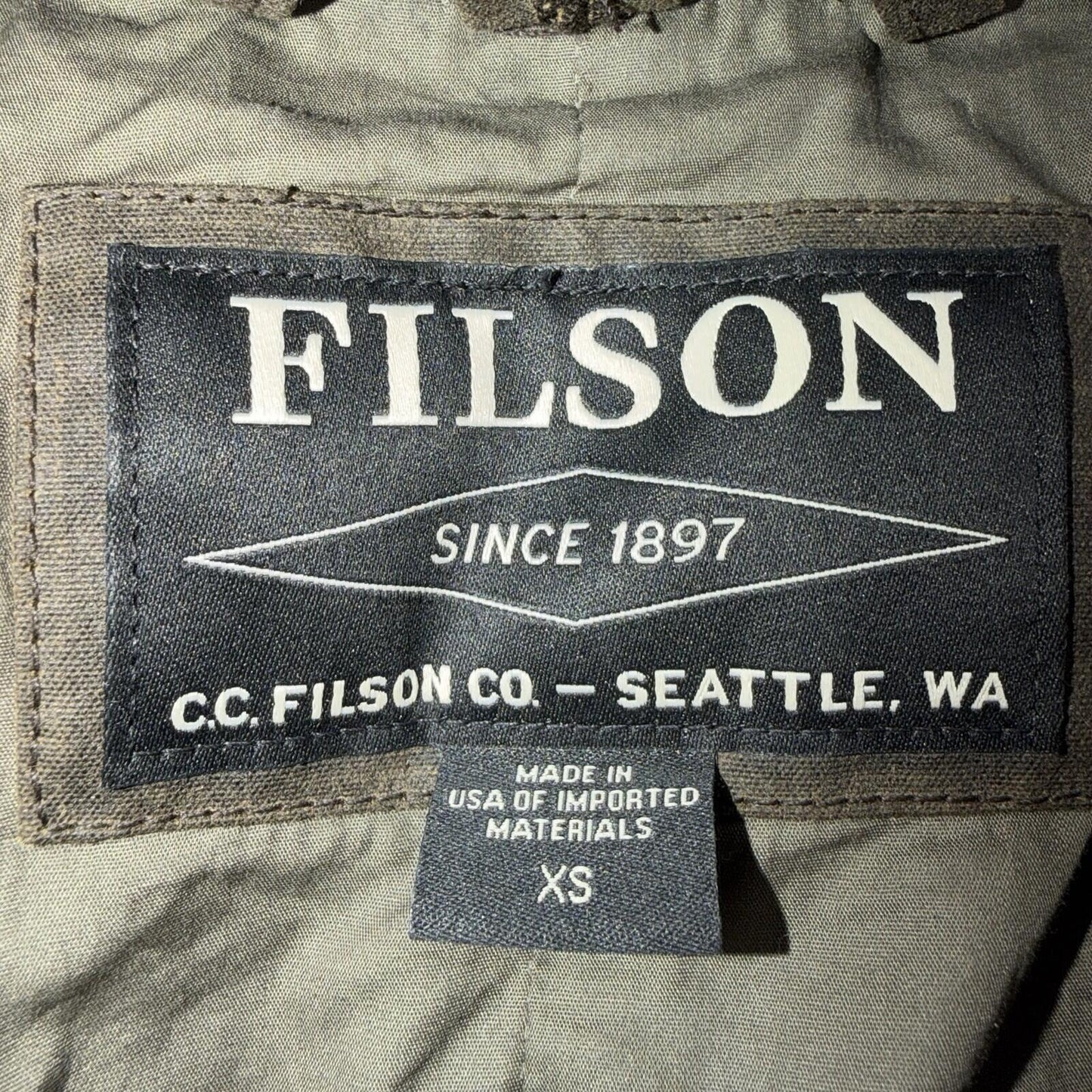 Filson Waxed Trench Coat Size XS Olive Oil Cloth Jacket Rare Mint Condition