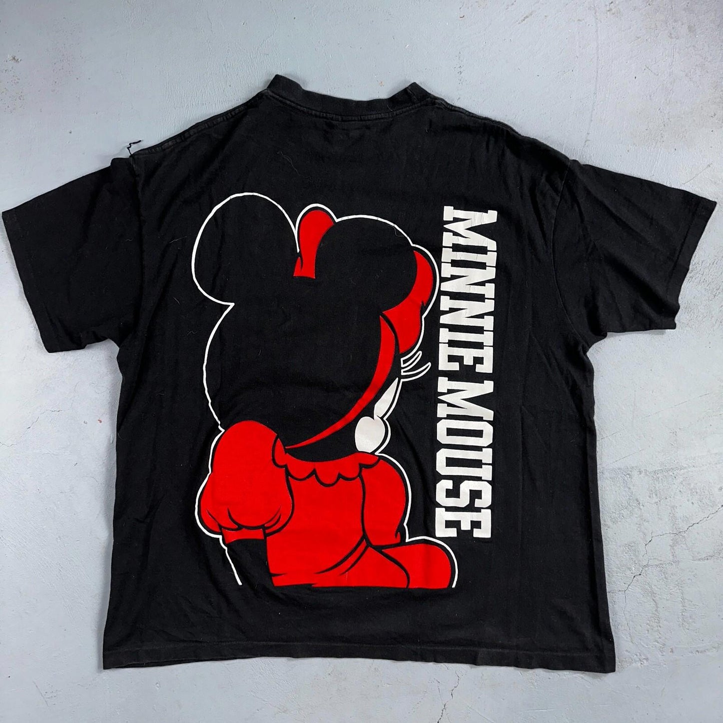 Disney Minnie Mouse 80s AOP VTG T Shirt Big Print Mickey 4XL Black Rap Style