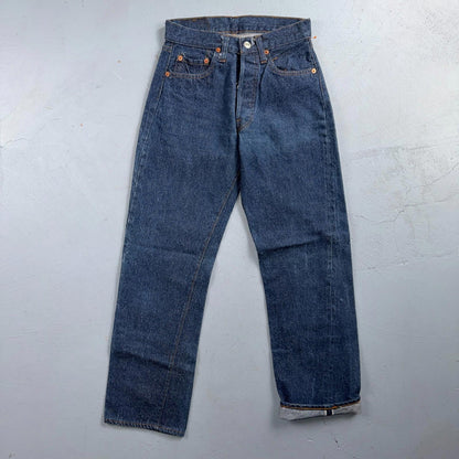 Levis 501 Vintage 80s Redline Selvedge USA Jeans Fuzzy Dark Wash 27x31 Act 25x27