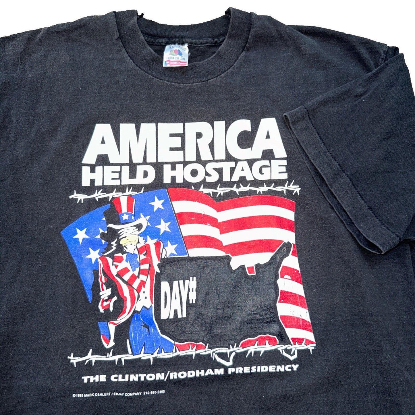 America Held Hostage USA VTG T Shirt Political Funny Democrat Republican Clinton