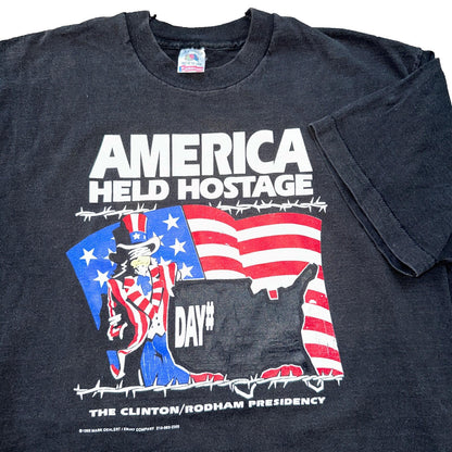 America Held Hostage USA VTG T Shirt Political Funny Democrat Republican Clinton