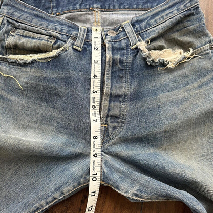 Levis 501 XX Big E True Vintage 60s Redline THRASHED Denim Jeans 1960s 27x26