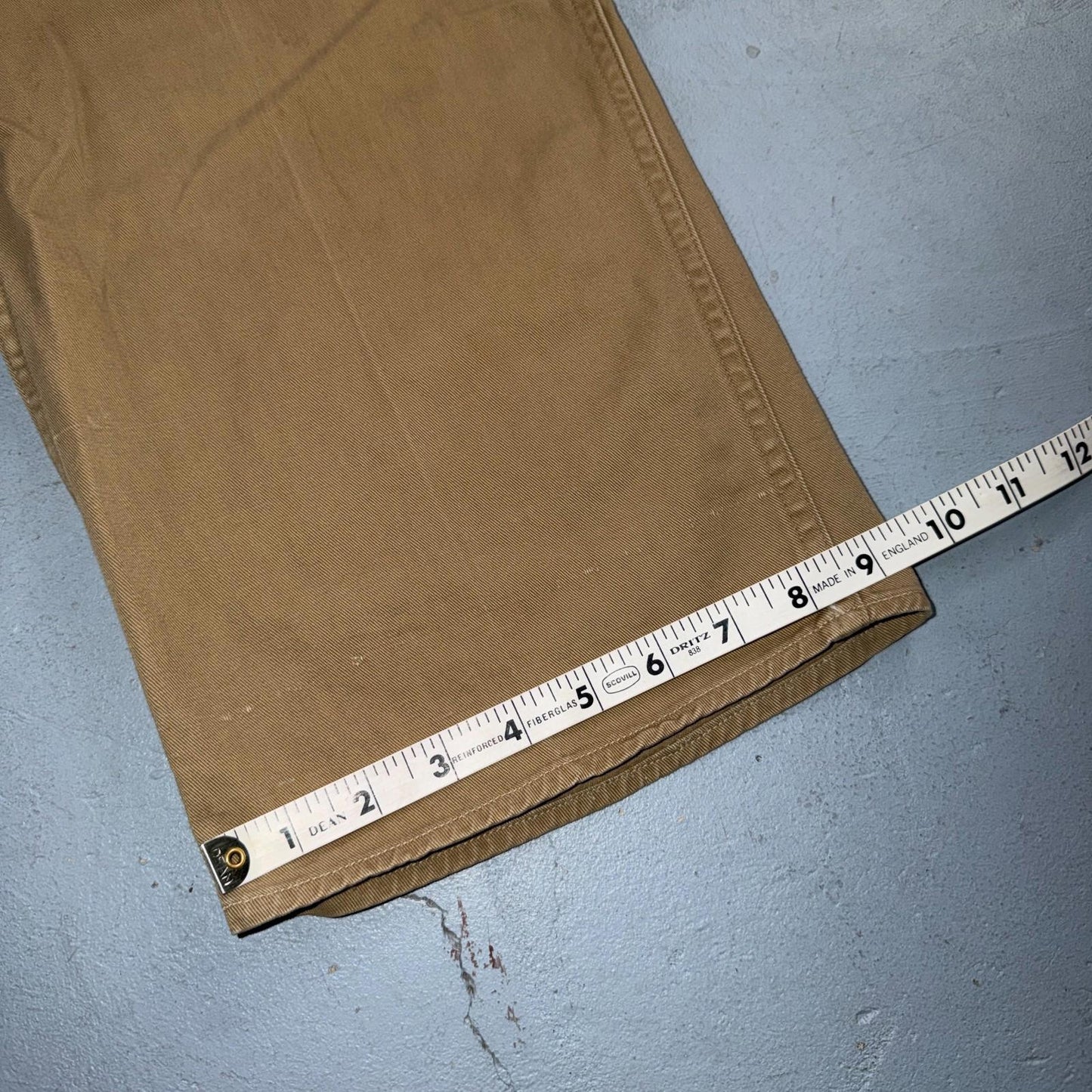 VTG 40s WWII Button Fly Cotton Military Trousers Chino Khaki Distressed 28x31