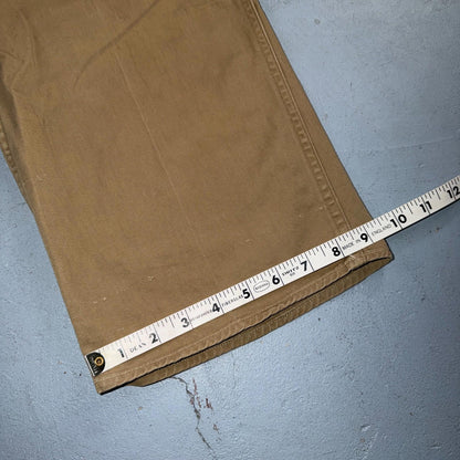 VTG 40s WWII Button Fly Cotton Military Trousers Chino Khaki Distressed 28x31