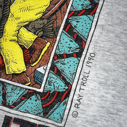 Ray Troll 1990 Alaska Halibut Kickin Butt VTG T Shirt 90s Single Stitch Fish Lee