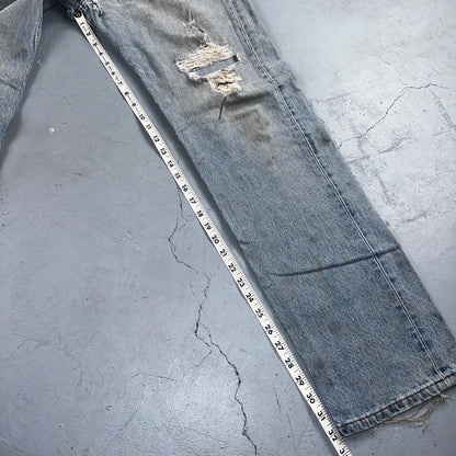 Levis 501 Vintage 90s USA XX Straight Leg Jeans Blue Thrashed 34x34 Act 33x32